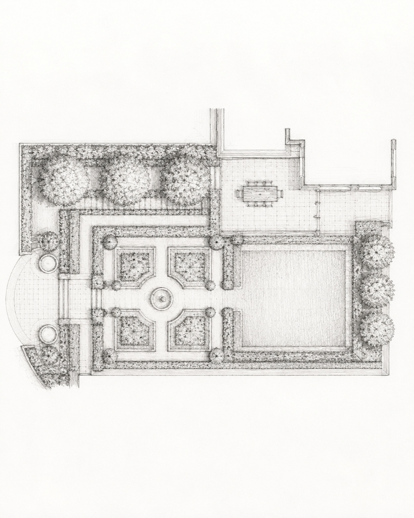 Landscape Design sketch planning drawing